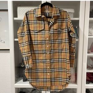 NEW Authentic Burberry Womens Plaid Button Up Shirt Mini Dress US2